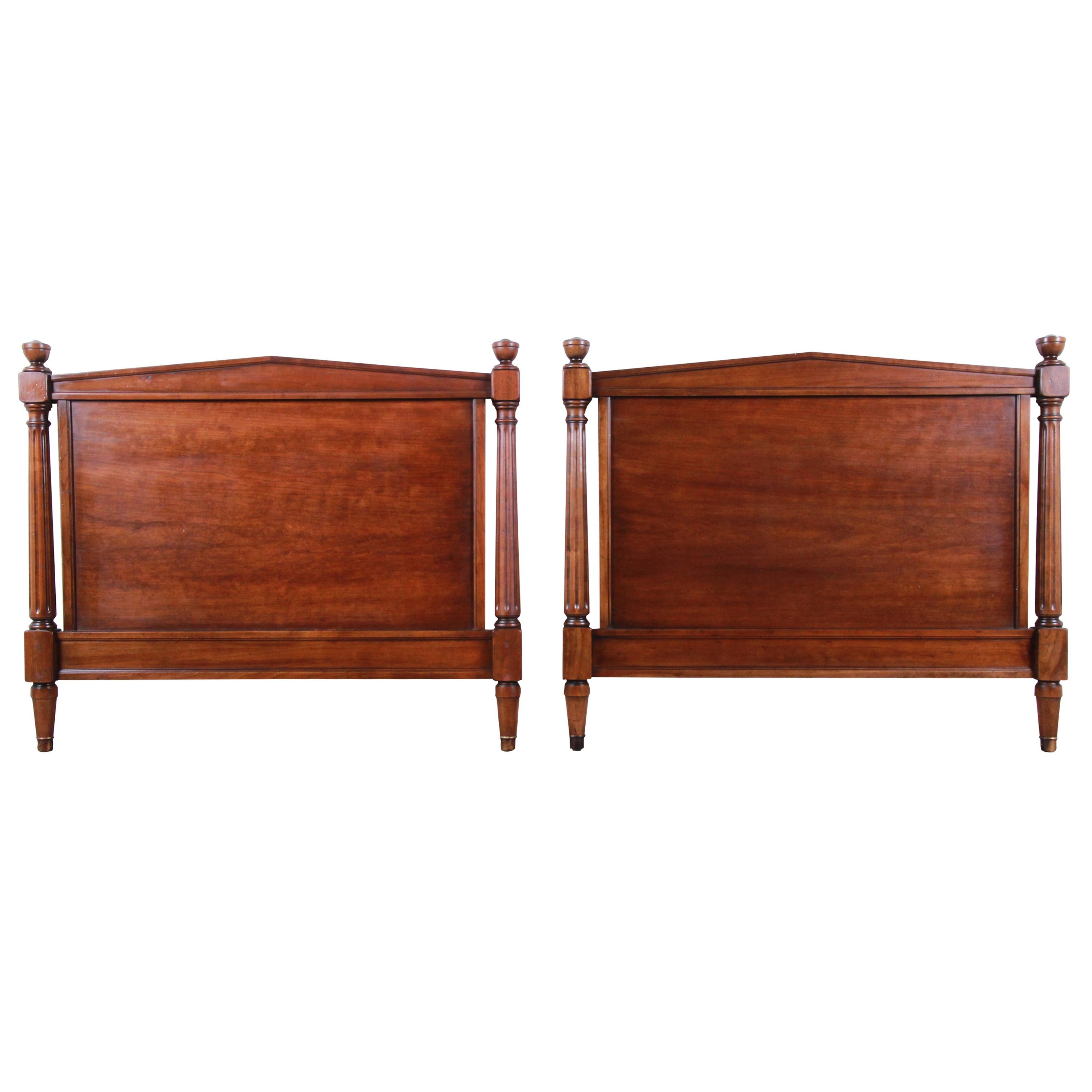 Kindel Furniture Neoclassical Walnut Twin Headboards, Pair