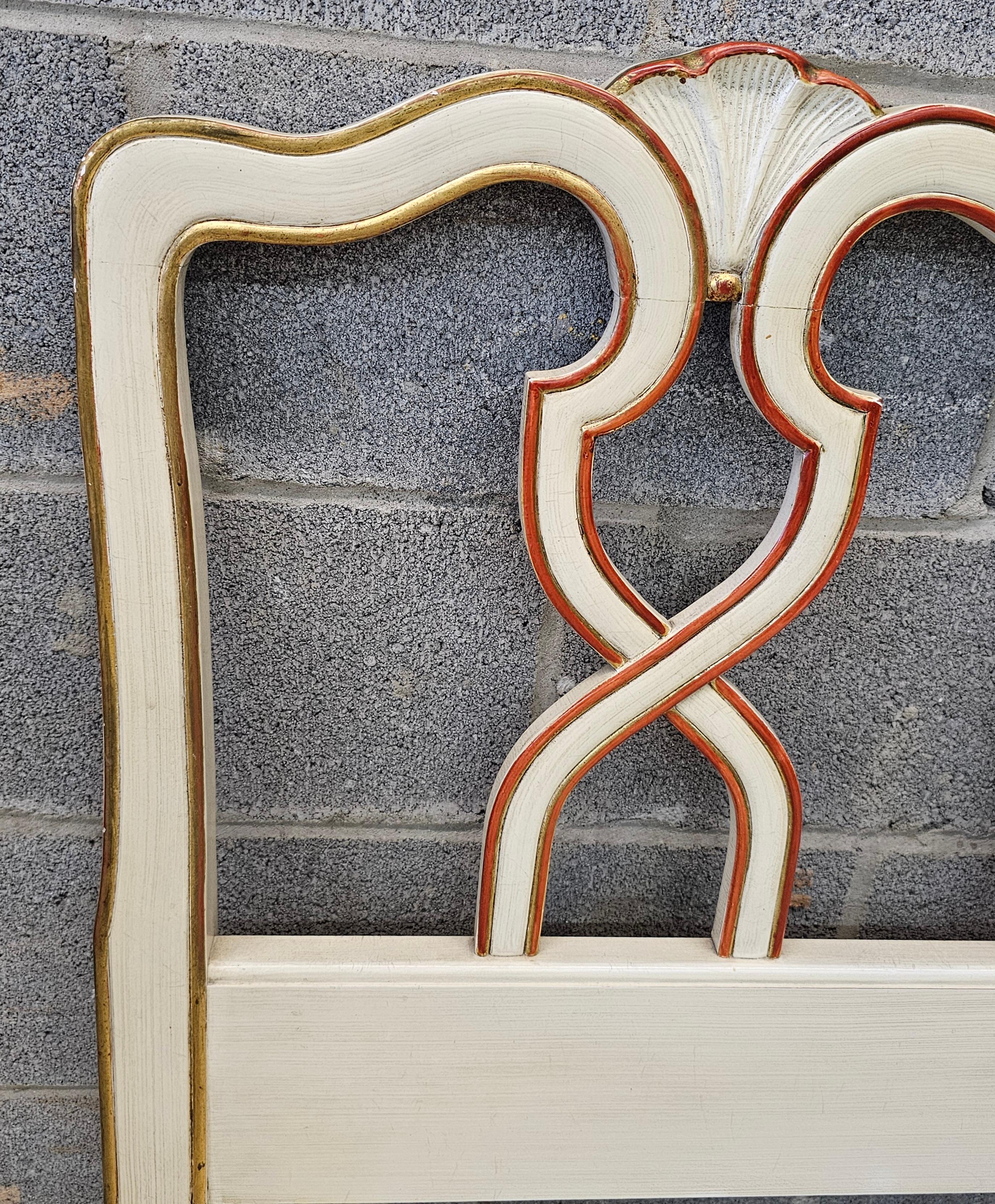 Mid-Century Modern Kindel Furniture Partial Gilt and Antique White Mahogany King Size Headboard For Sale