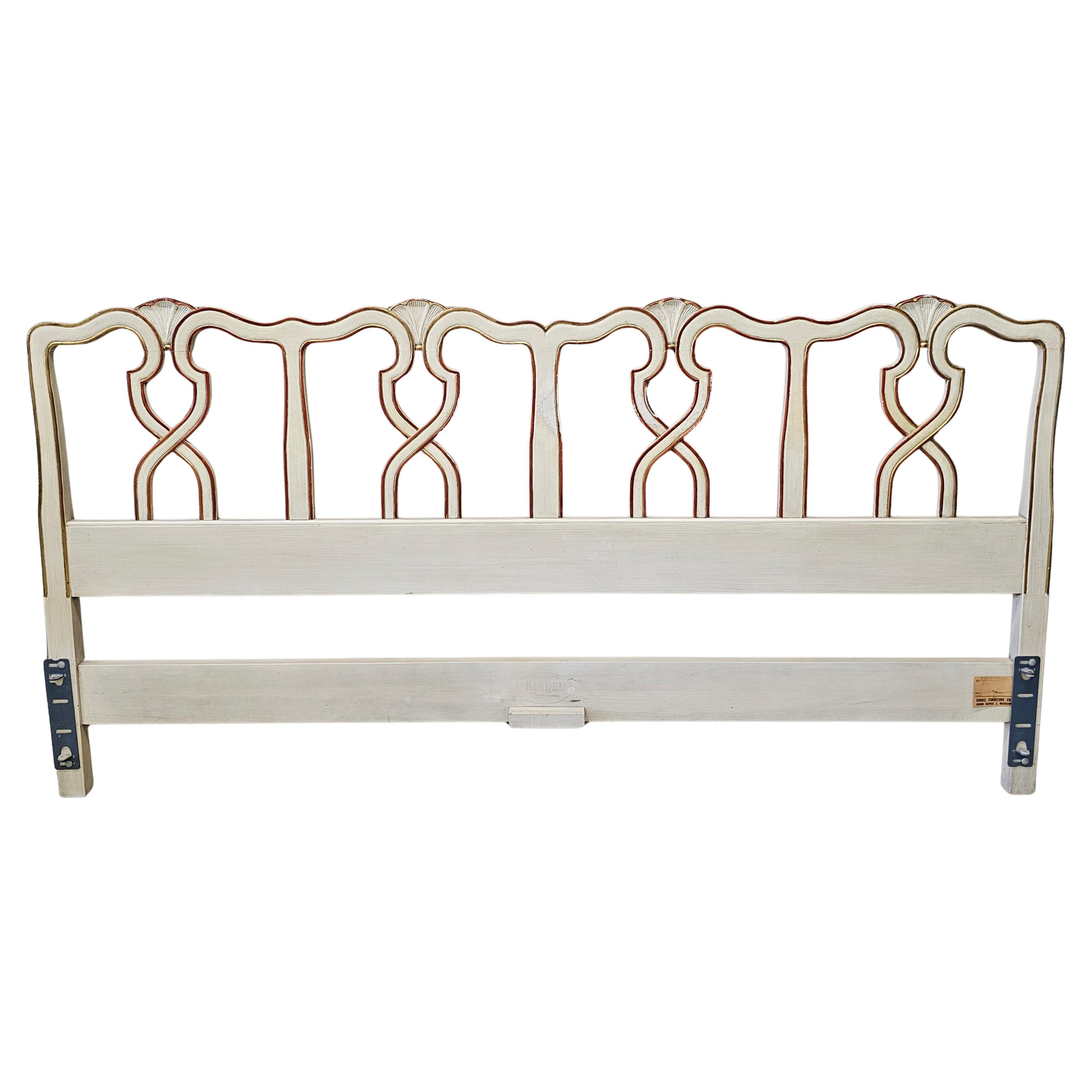 Kindel Furniture Partial Gilt and Antique White Mahogany King Size Headboard