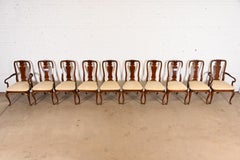 Kindel Furniture Chaises de salle à manger en acajou Queen Anne et dorées, ensemble de dix