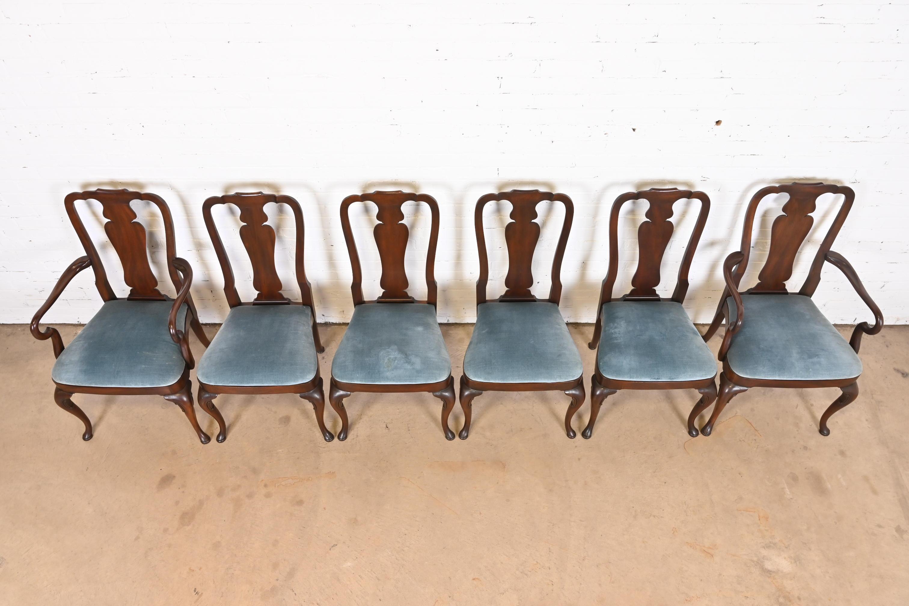 Late 20th Century Kindel Furniture Queen Anne Mahogany Dining Chairs, Set of Six