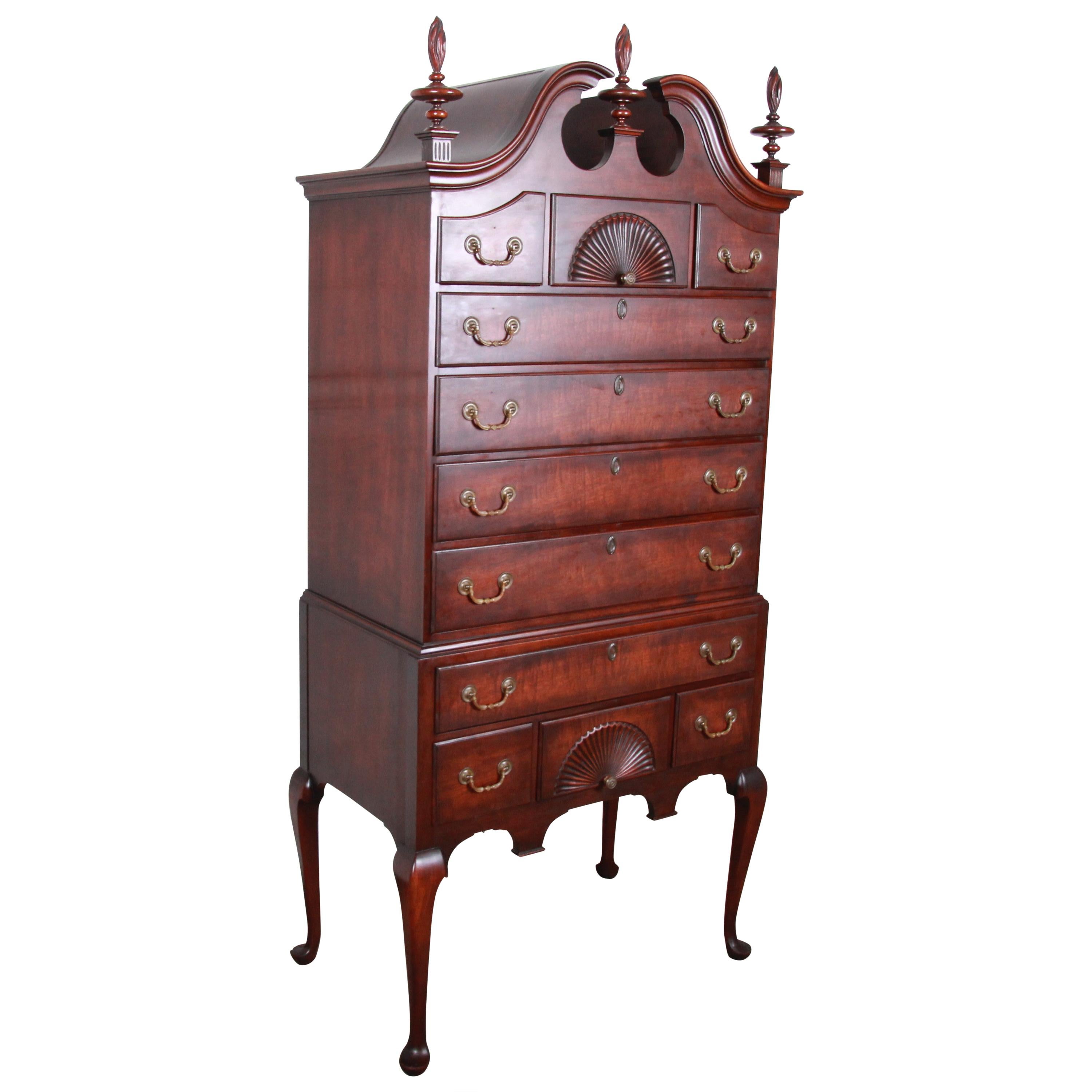 Kindel Furniture Queen Anne Mahogany Eleven-Drawer Highboy Dresser