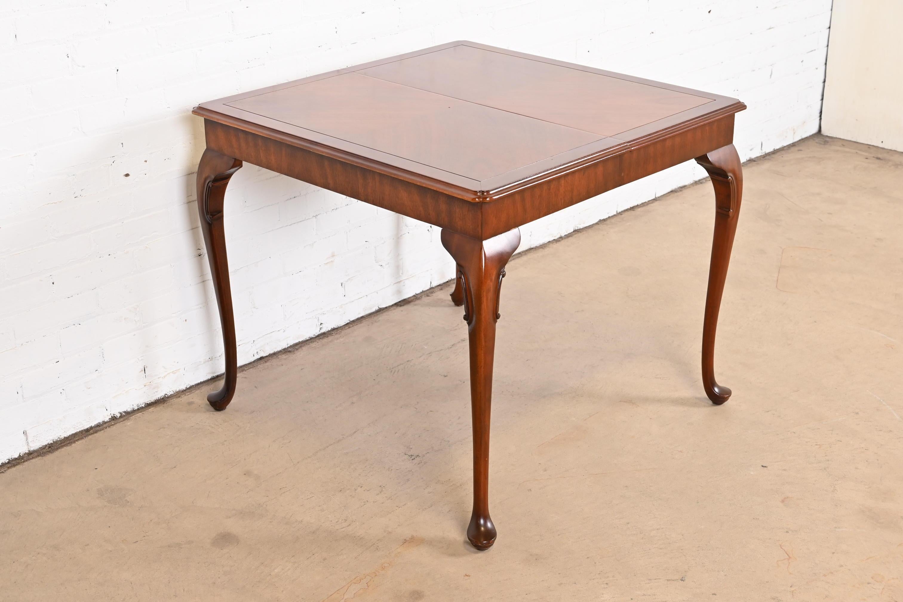 American Kindel Furniture Queen Anne Mahogany Petite Extension Dining Table or Game Table For Sale