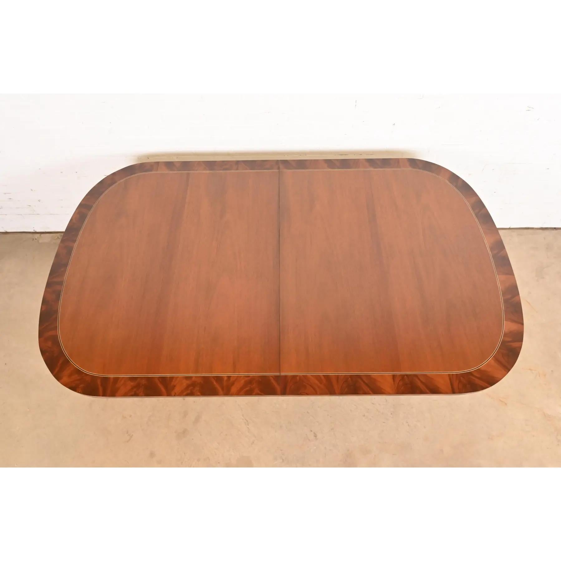 Kindel Furniture Regency Banded Mahagoni-Esstisch, neu lackiert im Angebot 5