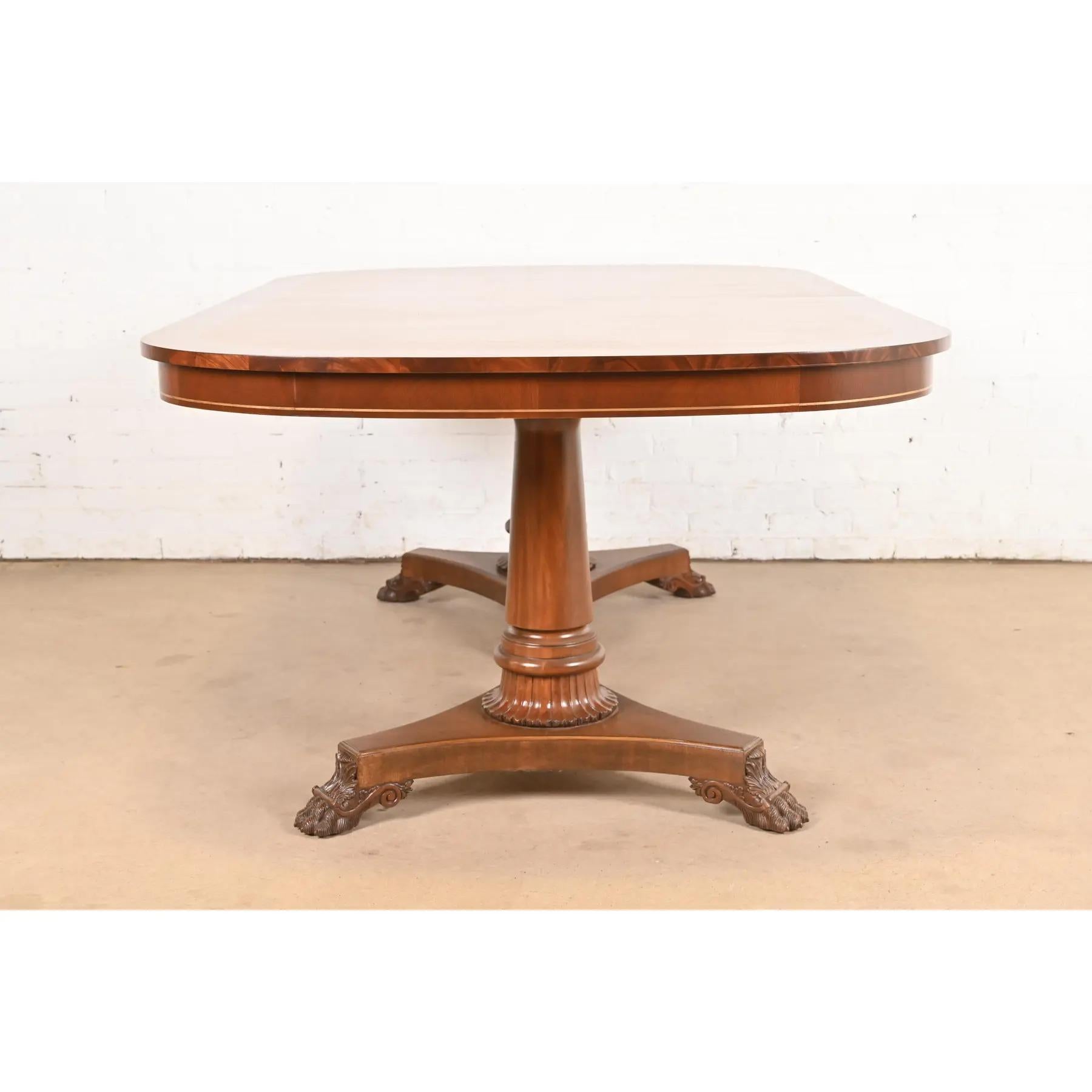 Kindel Furniture Regency Banded Mahagoni-Esstisch, neu lackiert im Angebot 8