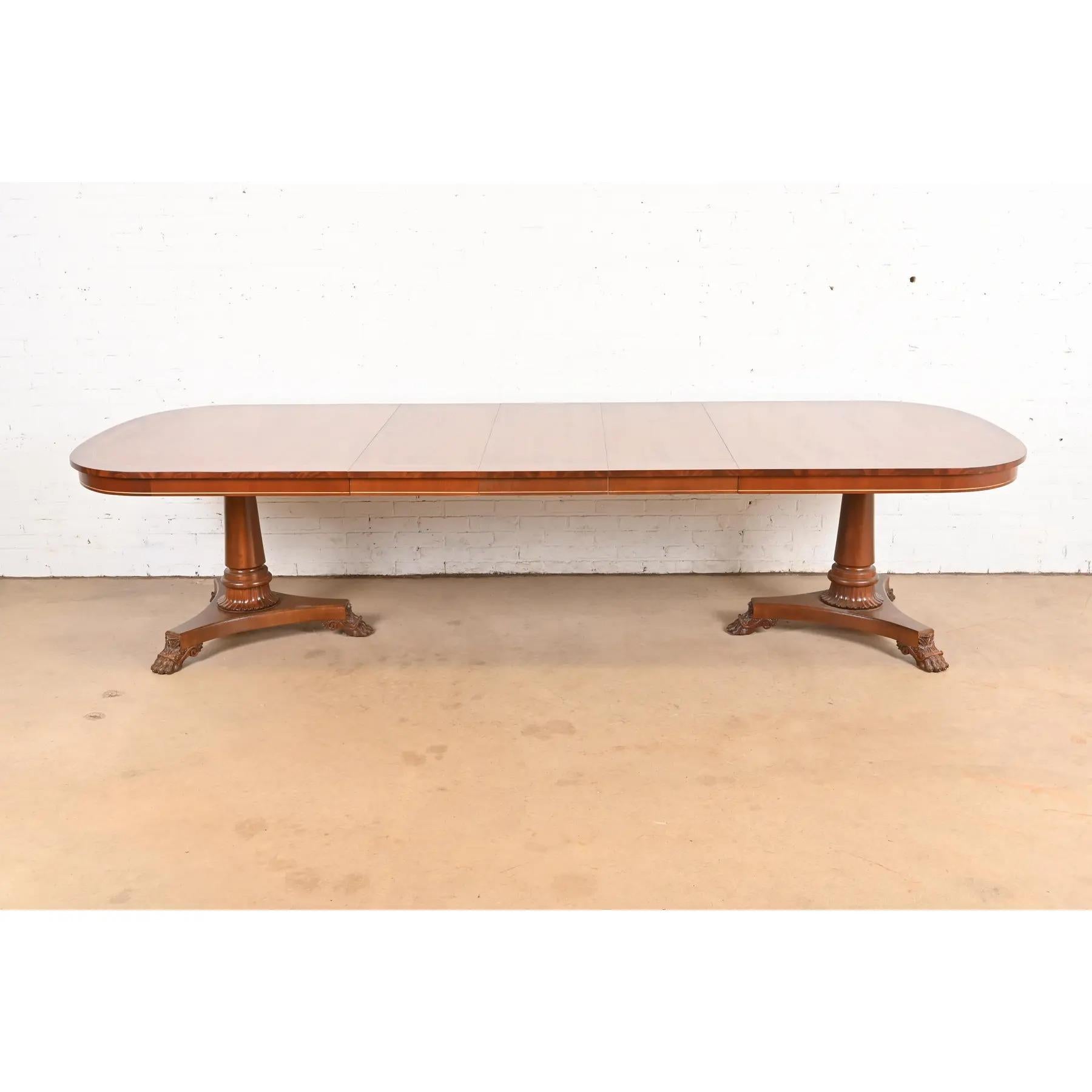 Kindel Furniture Regency Banded Mahagoni-Esstisch, neu lackiert (amerikanisch) im Angebot