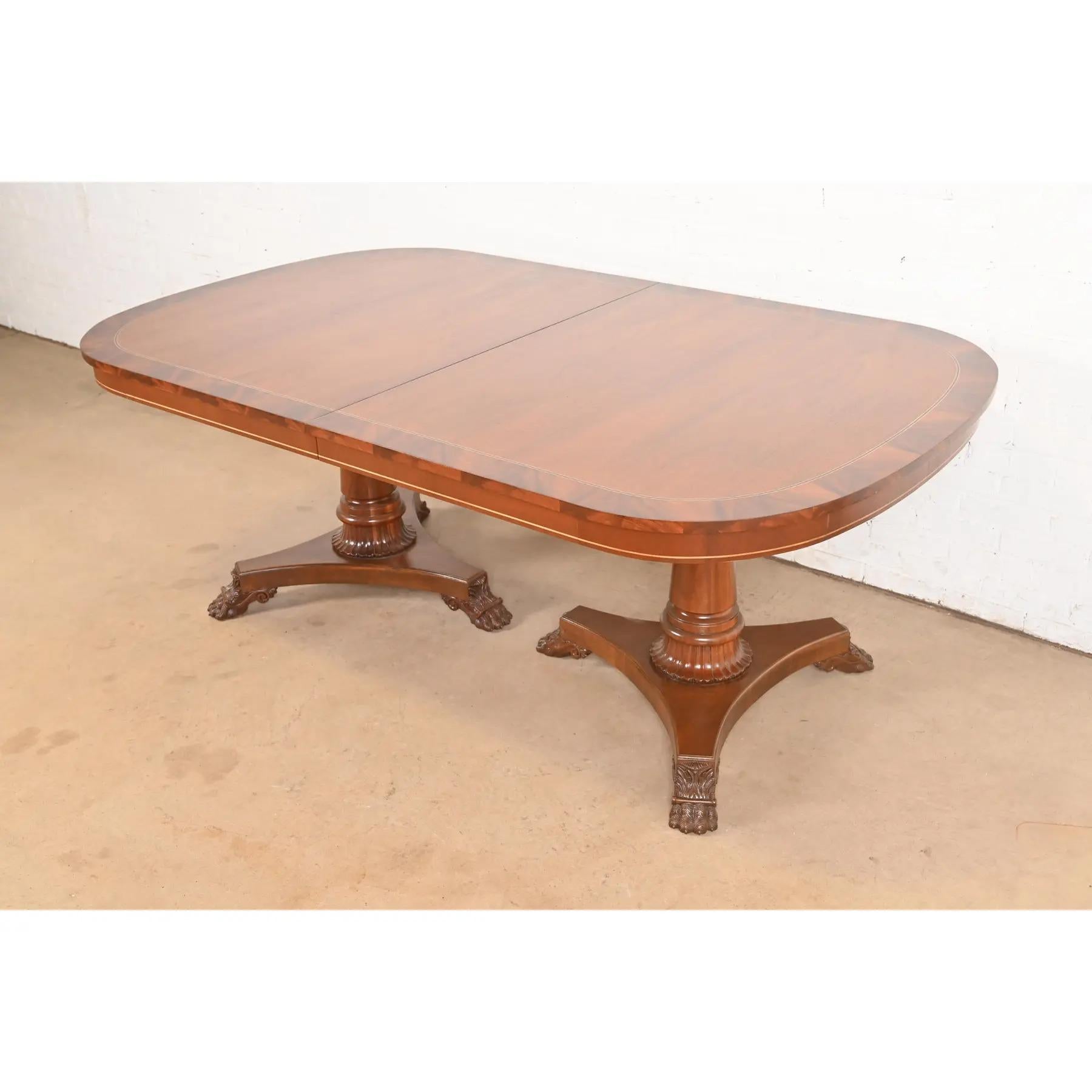 Kindel Furniture Regency Banded Mahagoni-Esstisch, neu lackiert im Angebot 4