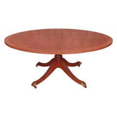 Kindel Furniture Regency Banded Mahogany Pedestal Coffee Table, Newly Refinished