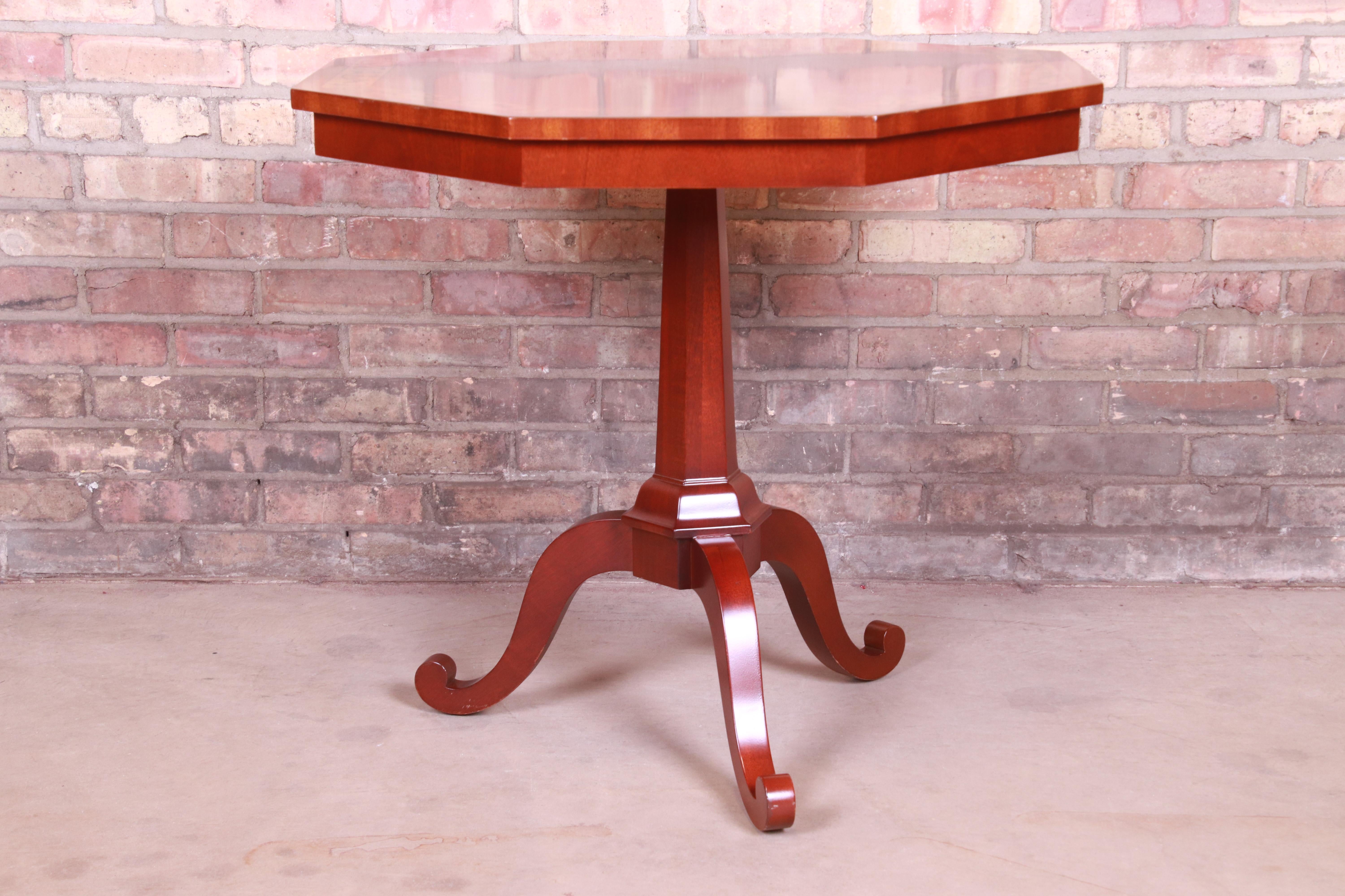 Kindel Furniture Regency Banded Mahogany Pedestal Tea Table 5