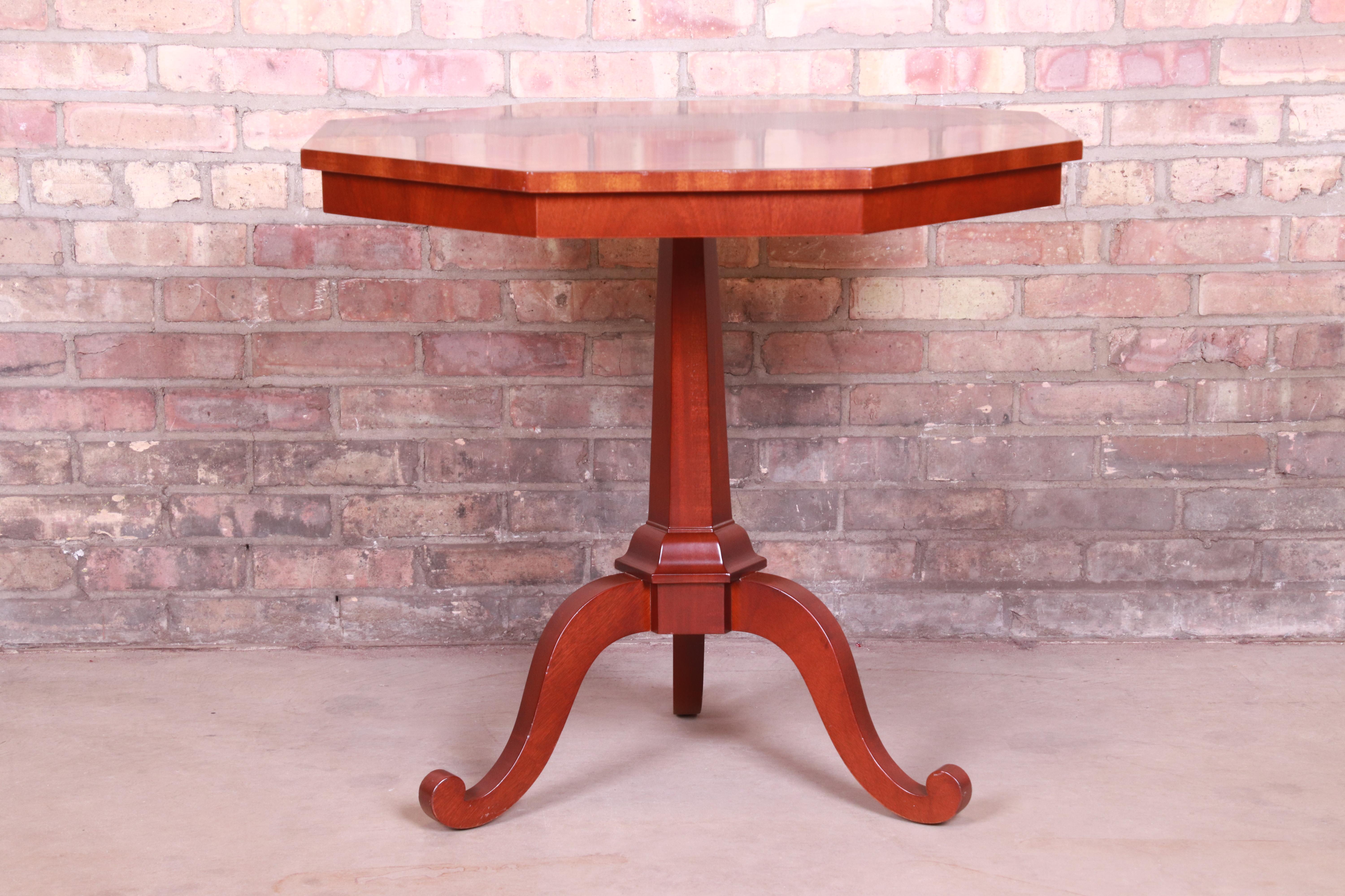 American Kindel Furniture Regency Banded Mahogany Pedestal Tea Table