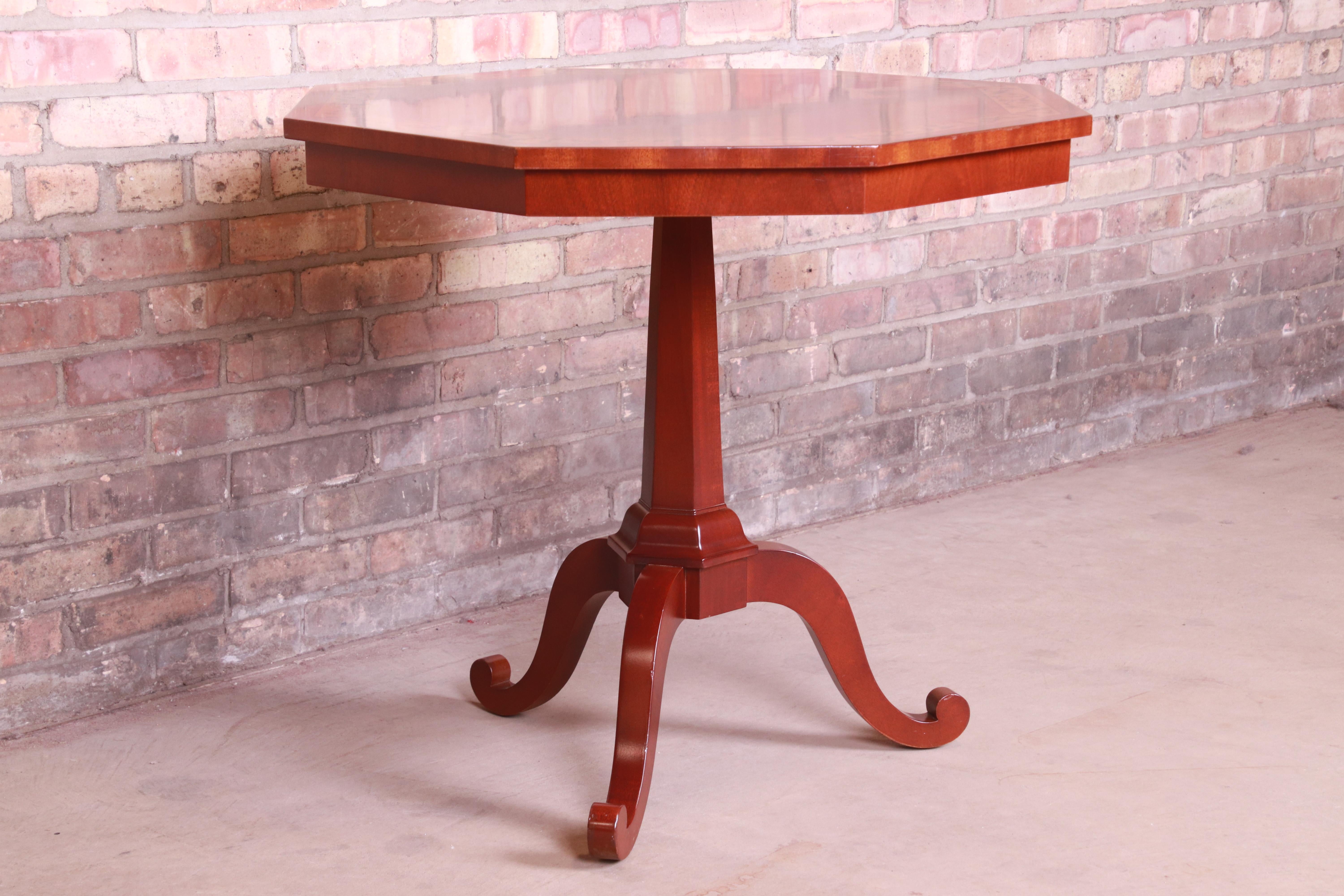 Kindel Furniture Regency Banded Mahogany Pedestal Tea Table 1