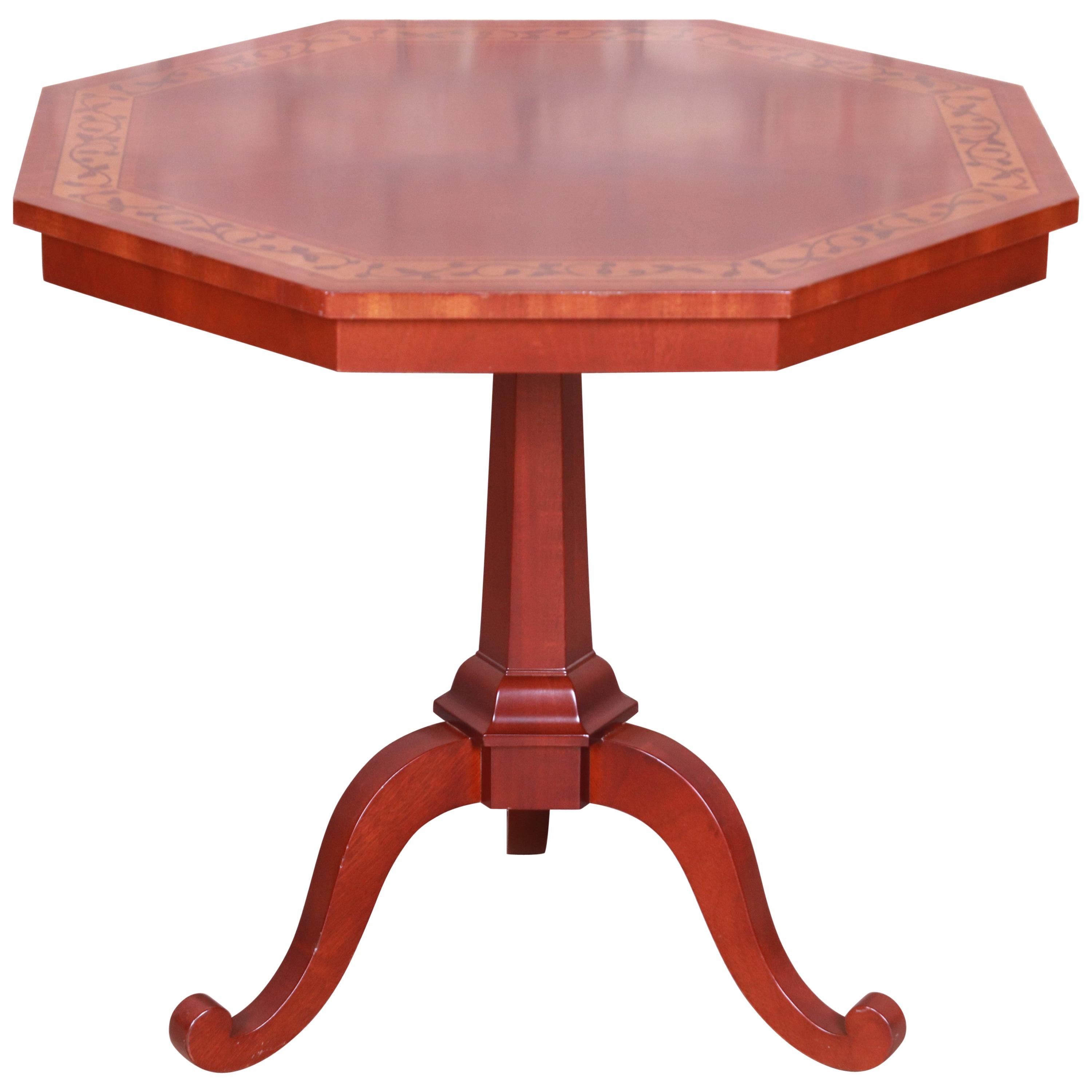 Kindel Furniture Regency Banded Mahogany Pedestal Tea Table