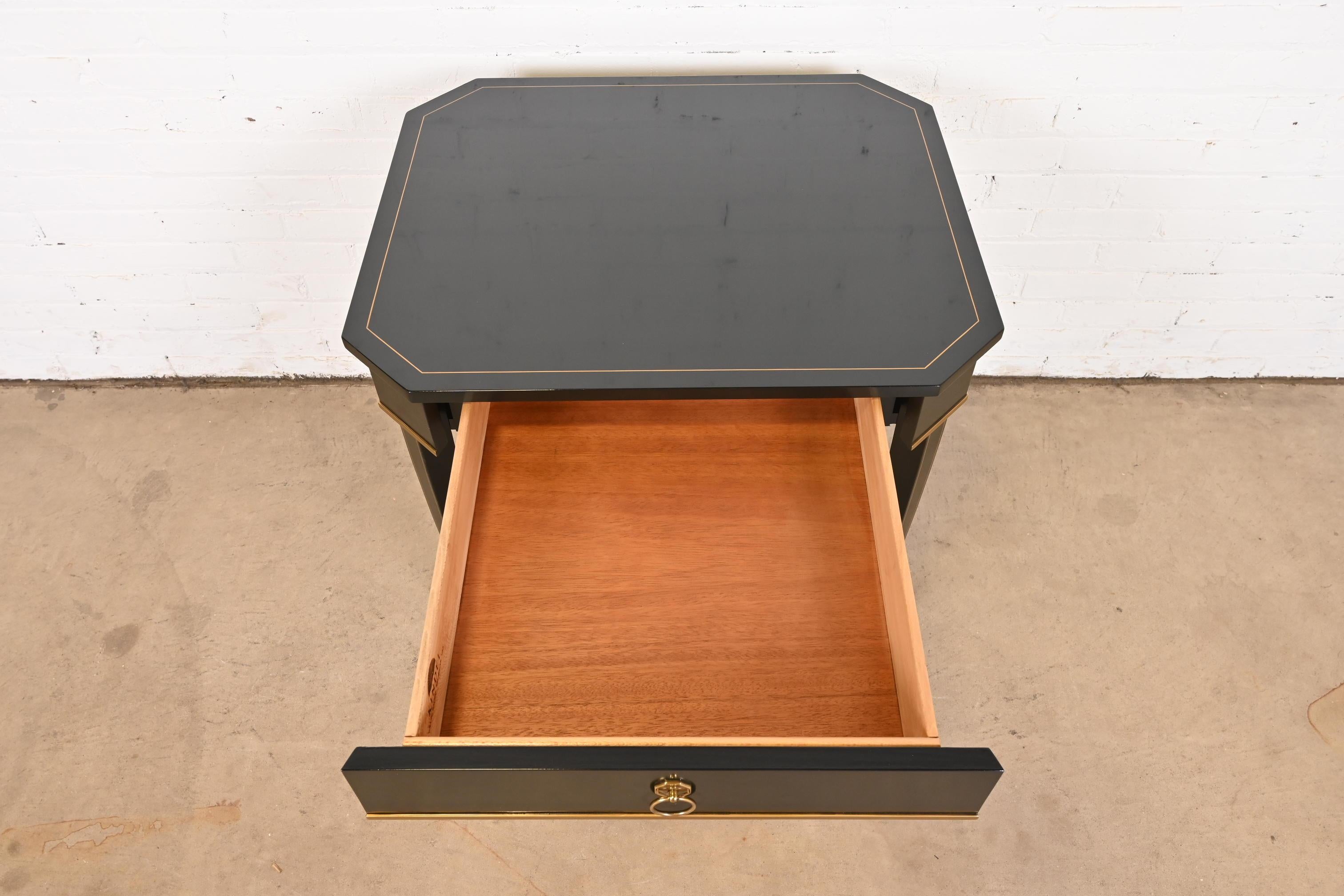 Kindel Furniture Regency Black Lacquer and Gold Gilt Tea Table 4