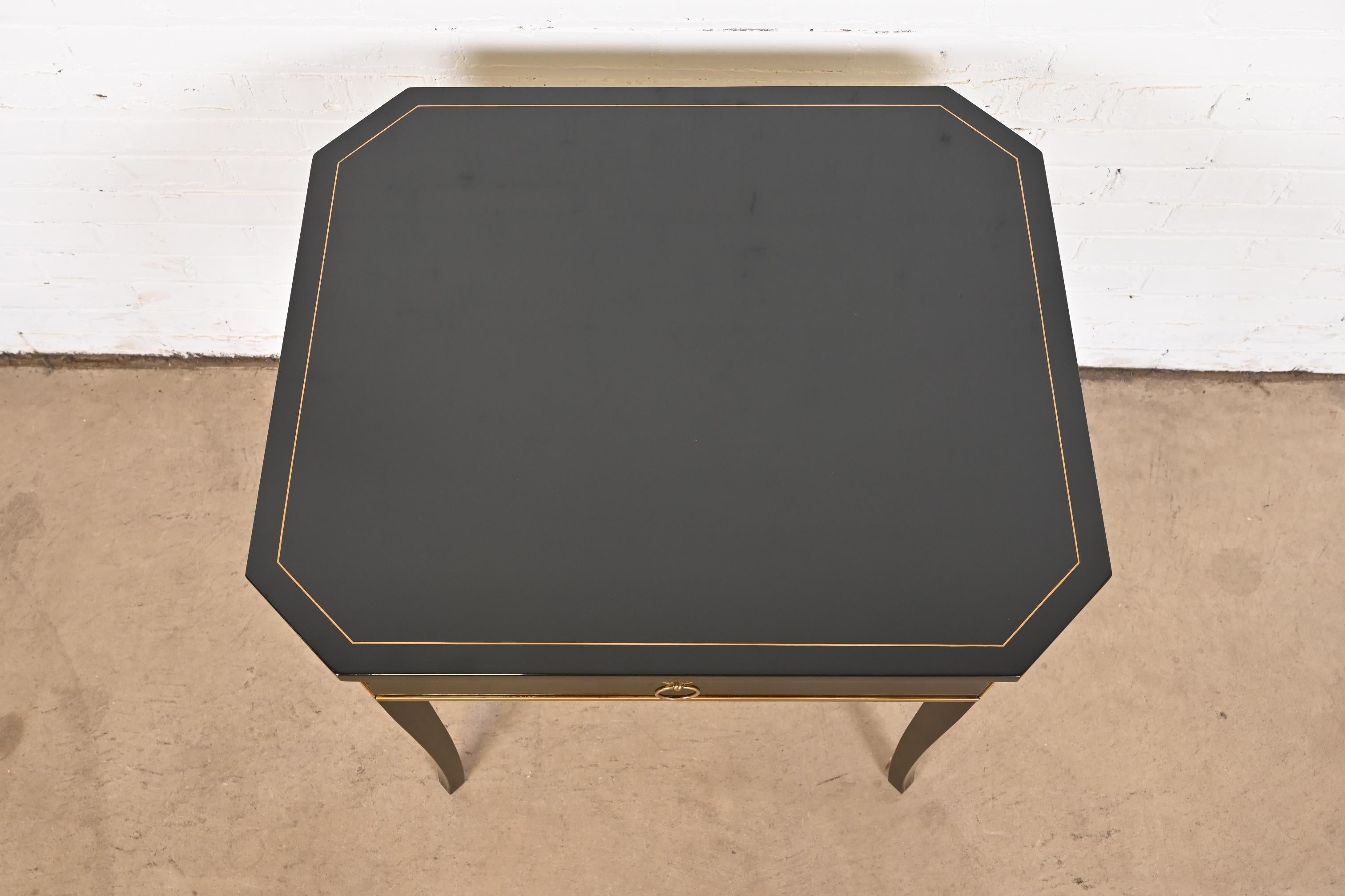 Kindel Furniture Regency Black Lacquer and Gold Gilt Tea Table 7