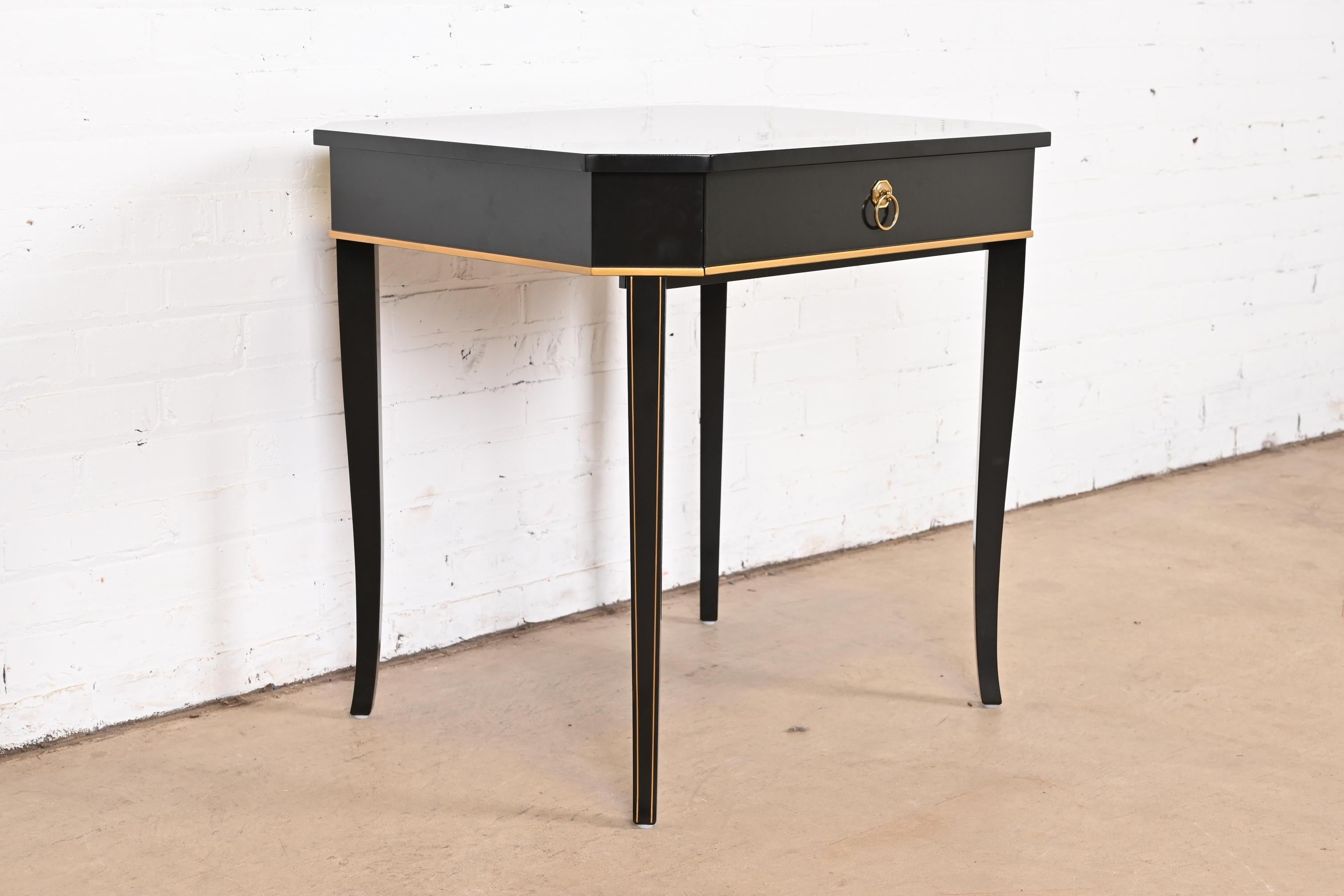 Brass Kindel Furniture Regency Black Lacquer and Gold Gilt Tea Table