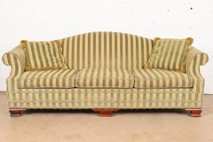 Kindel Furniture Regency Camelback Sofa With Striped Velvet Upholstery