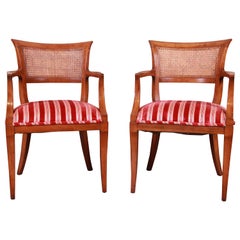 Kindel Furniture Regency Cane Back Armchairs, Pair