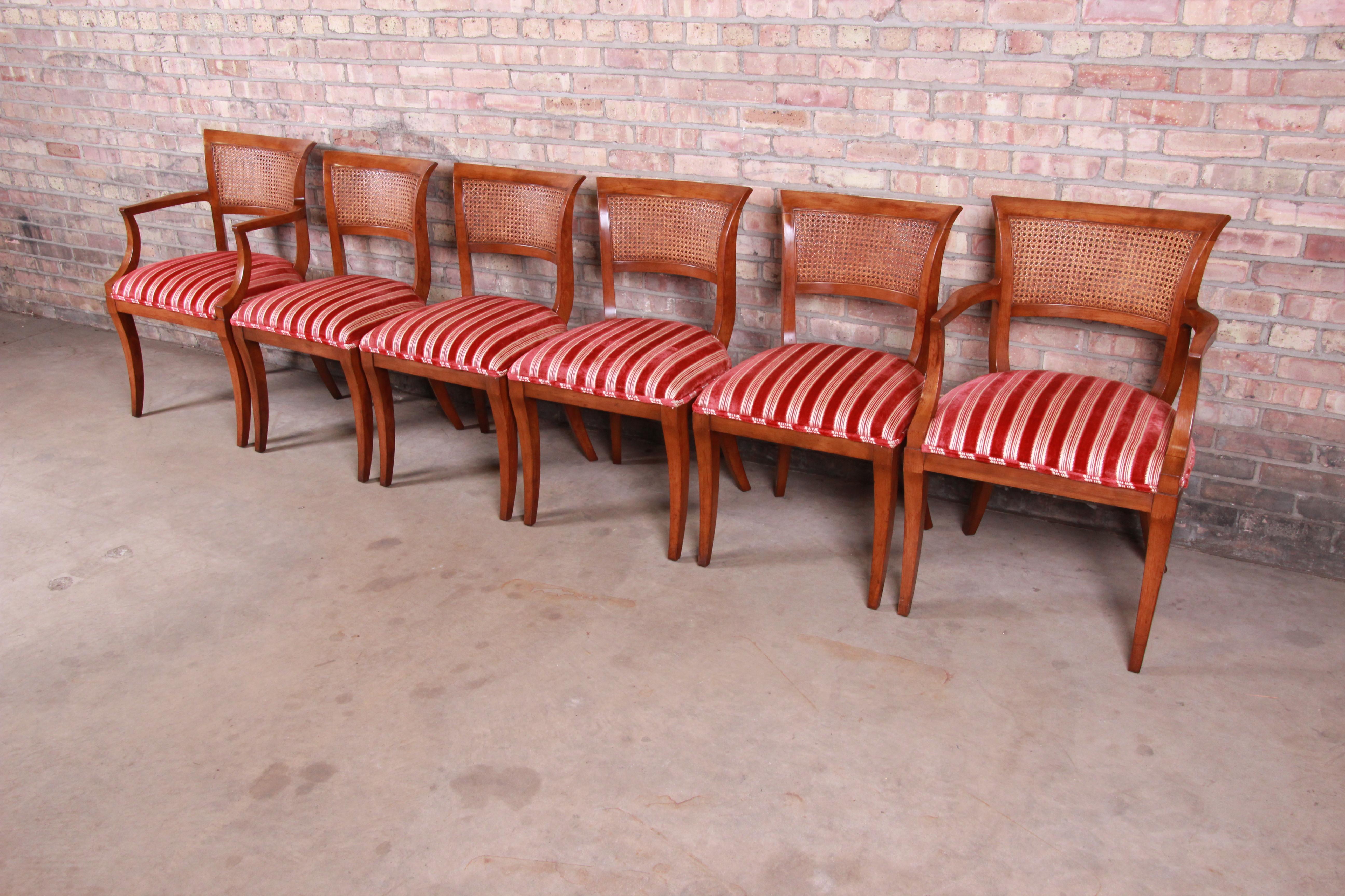 American Kindel Furniture Regency Cane Back Dining Chairs, Set of Six