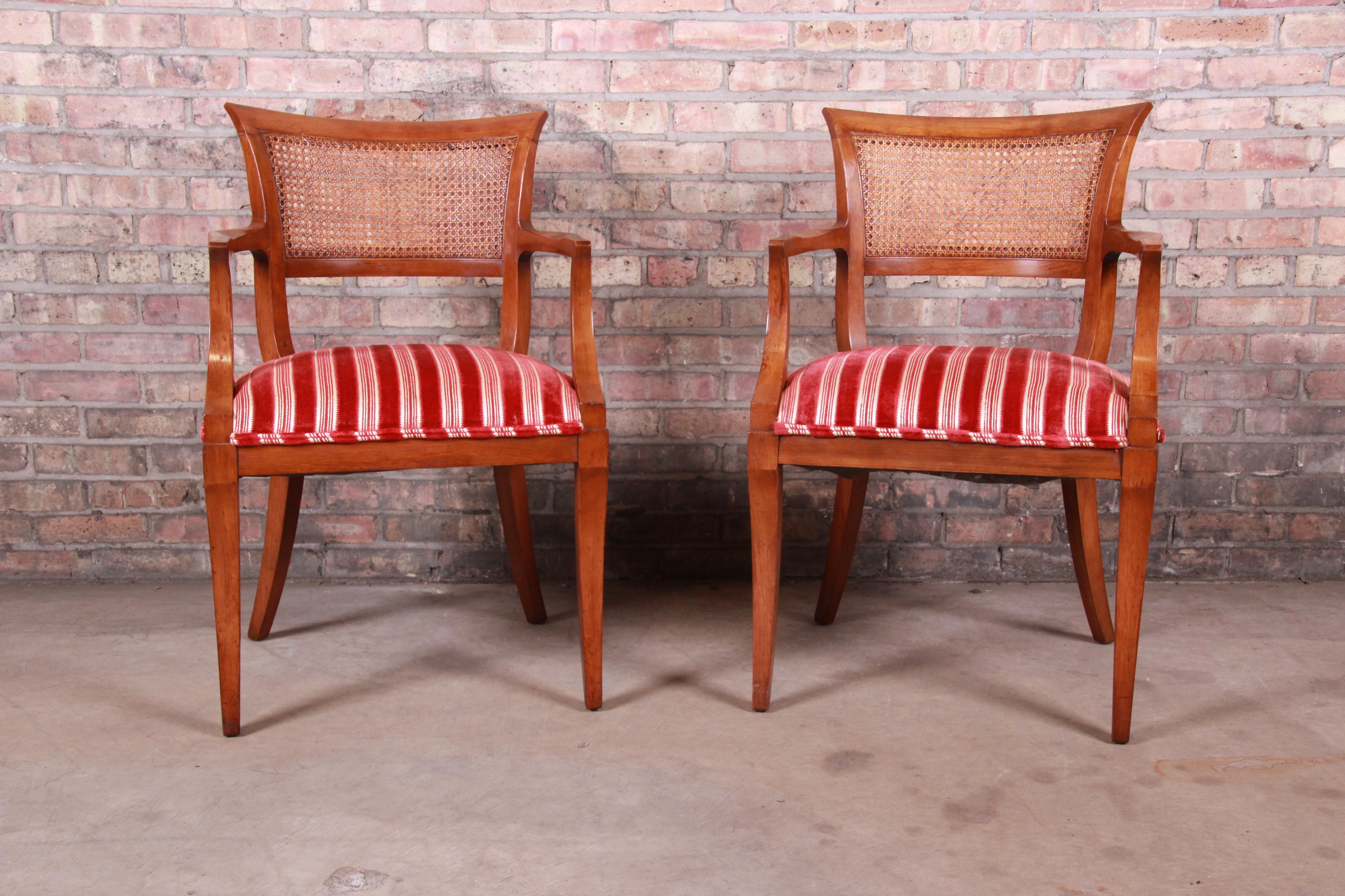 Late 20th Century Kindel Furniture Regency Cane Back Dining Chairs, Set of Six