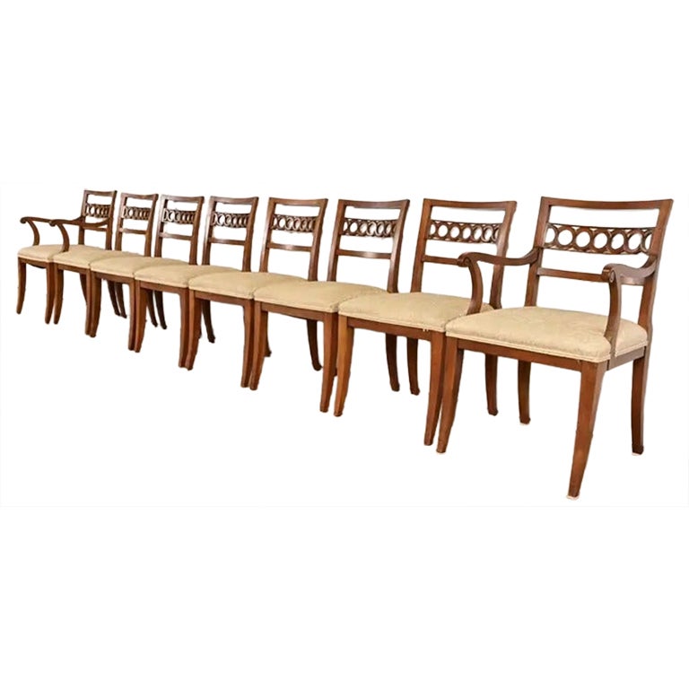 Kindel Furniture Regency Carved Cherry Wood Dining Chairs, Set of Eight For Sale