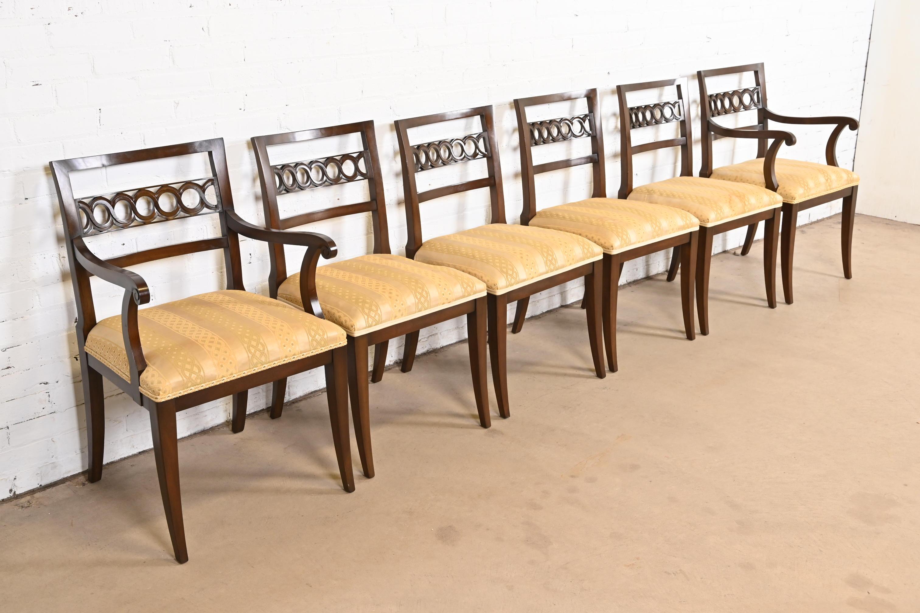 American Kindel Furniture Regency Carved Cherry Wood Dining Chairs, Set of Six For Sale