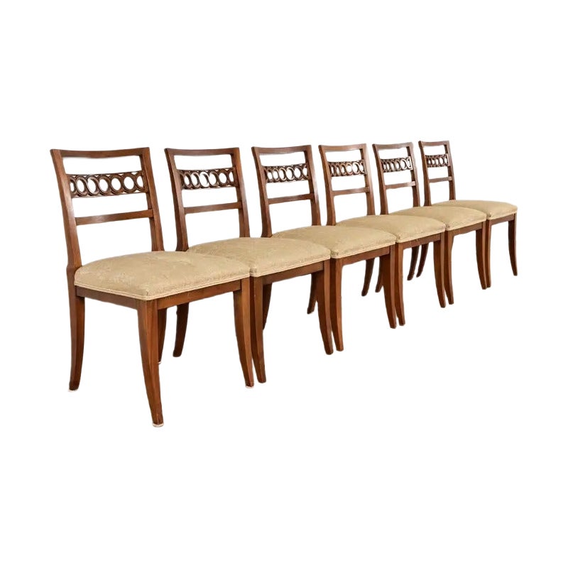 Kindel Furniture Regency Carved Cherry Wood Dining Chairs, Set of Six