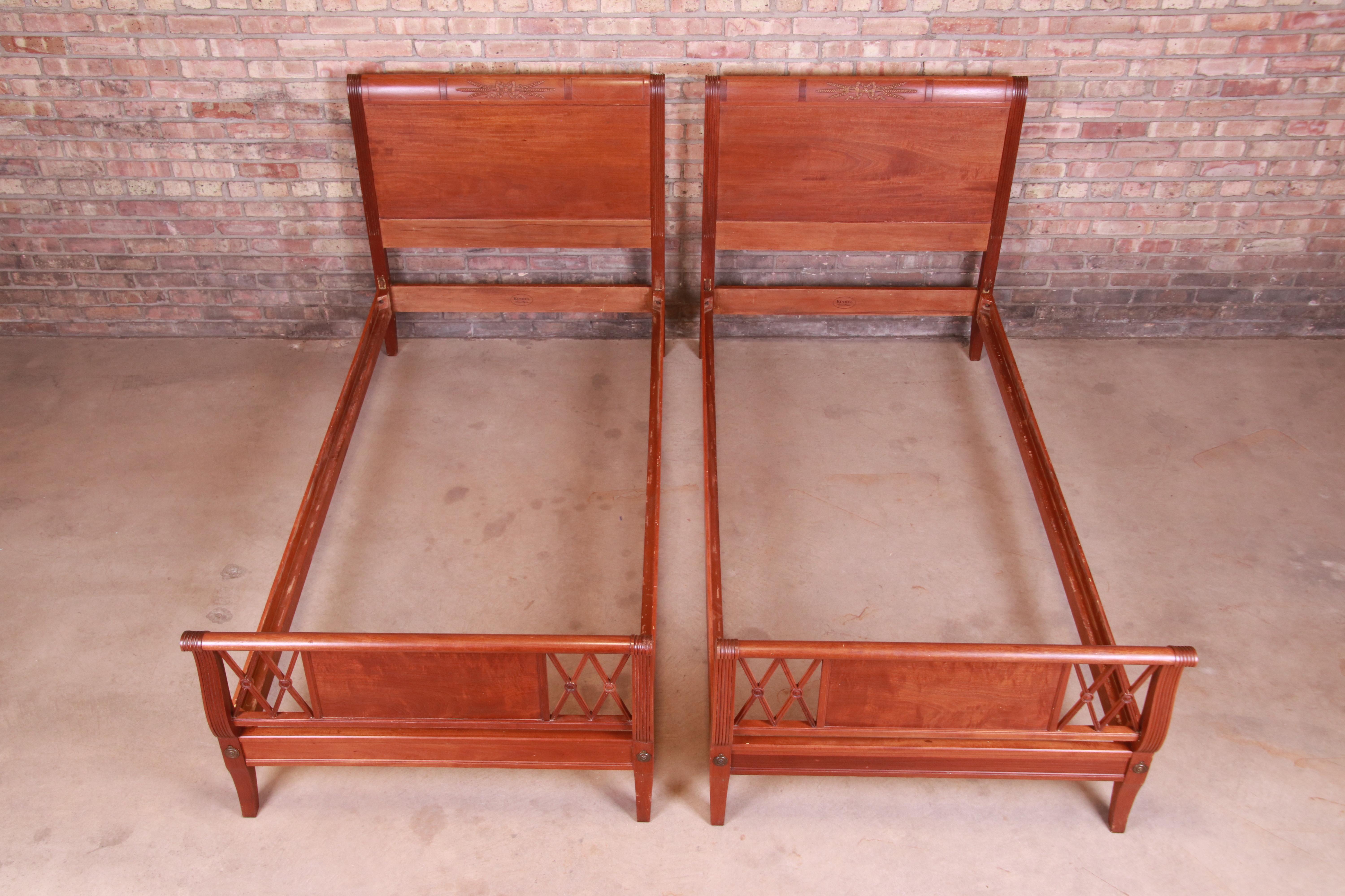 Kindel Furniture Regency Carved Mahogany Twin Beds, Pair 4