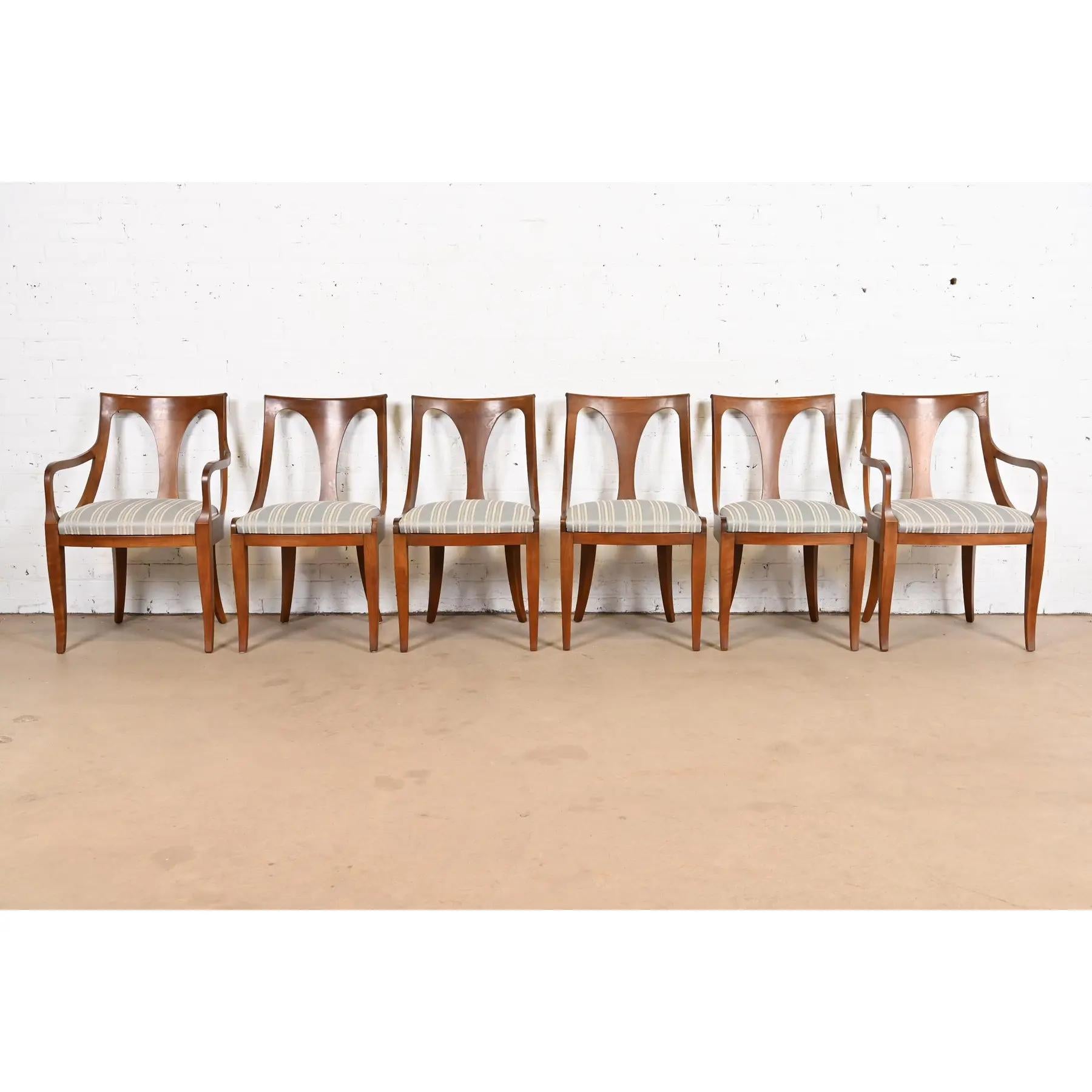 American Kindel Furniture Regency Cherry Wood Dining Chairs, Set of Six