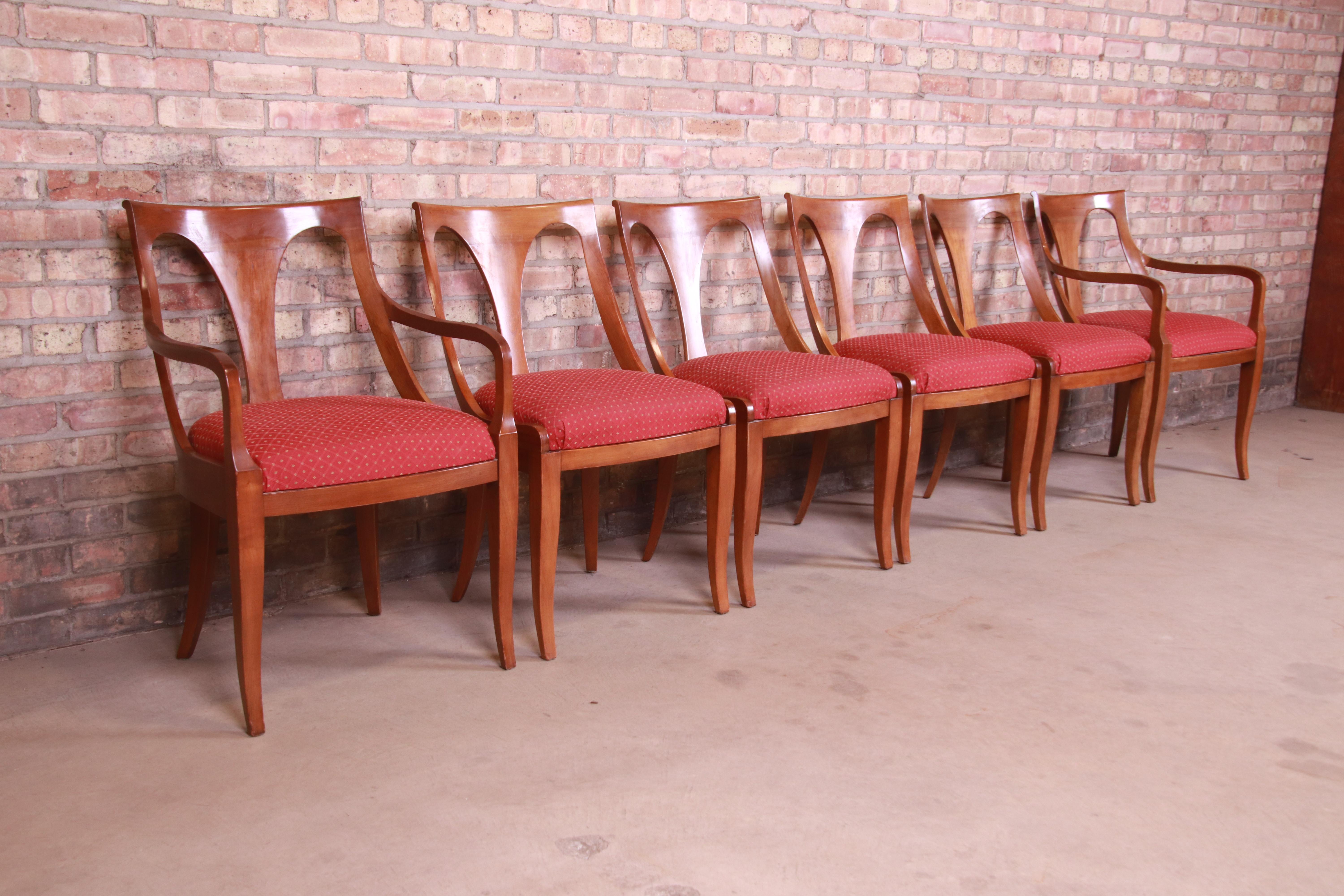 Upholstery Kindel Furniture Regency Cherry Wood Dining Chairs, Set of Six