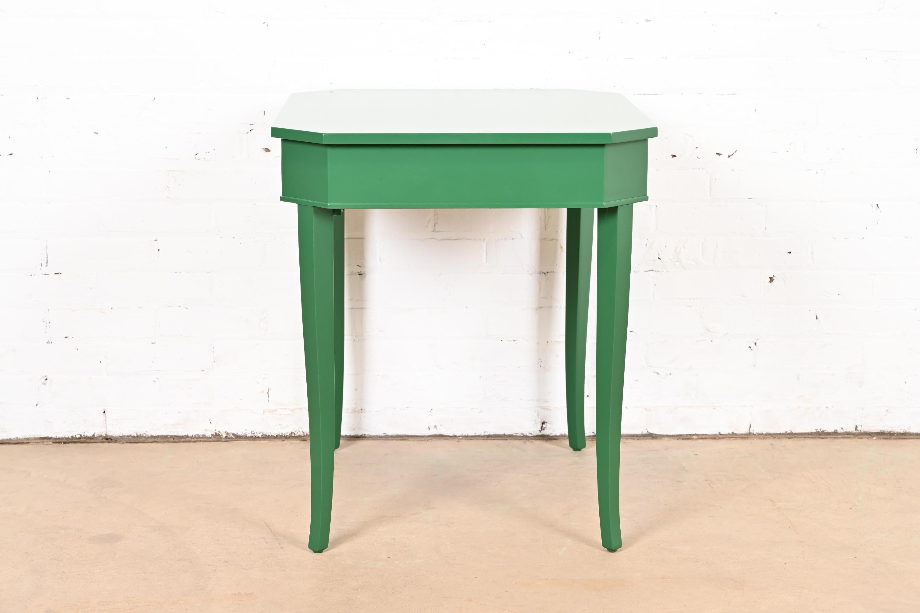 Kindel Furniture Regency Green Lacquered Tea Table, Newly Refinished 4