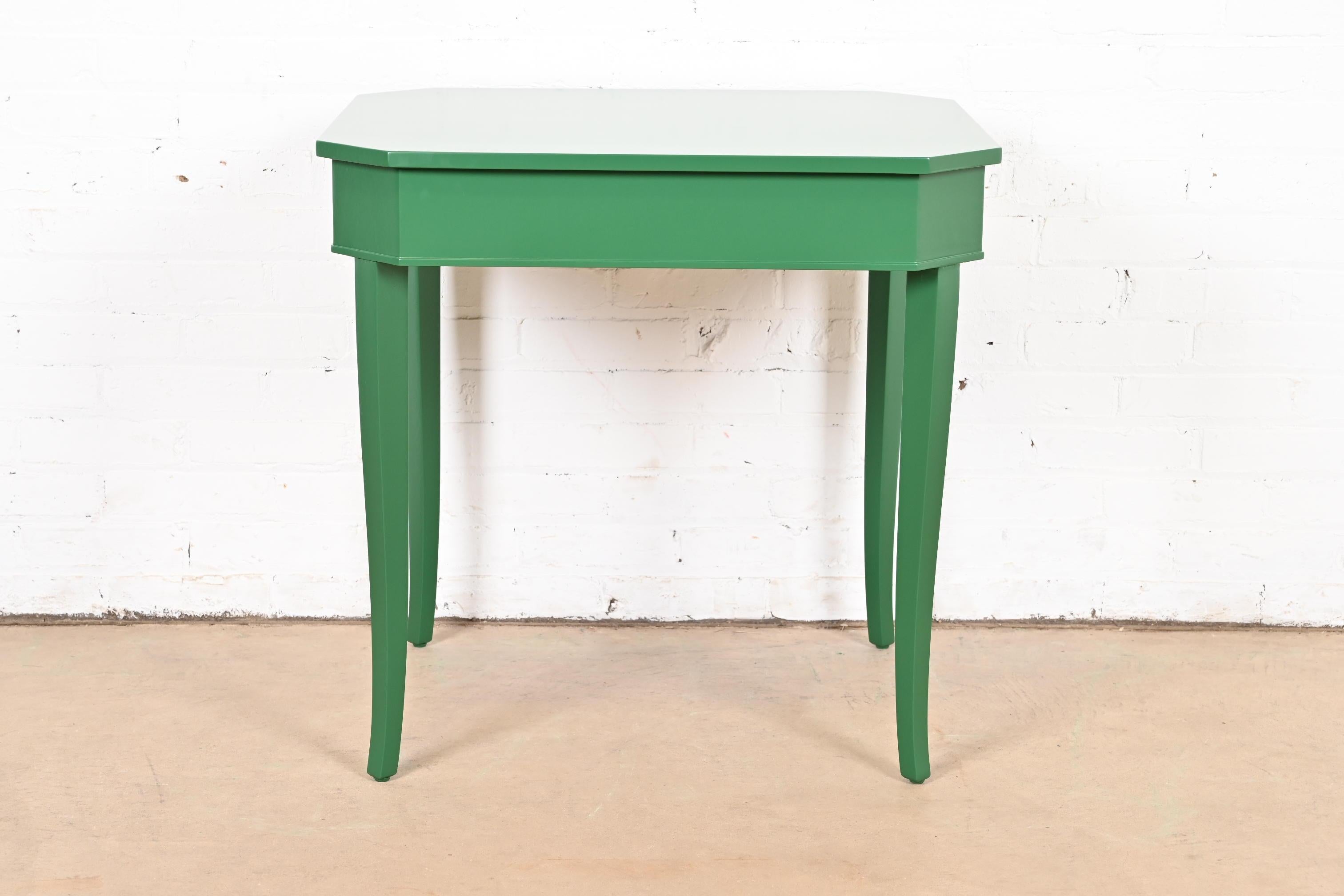 Kindel Furniture Regency Green Lacquered Tea Table, Newly Refinished 5