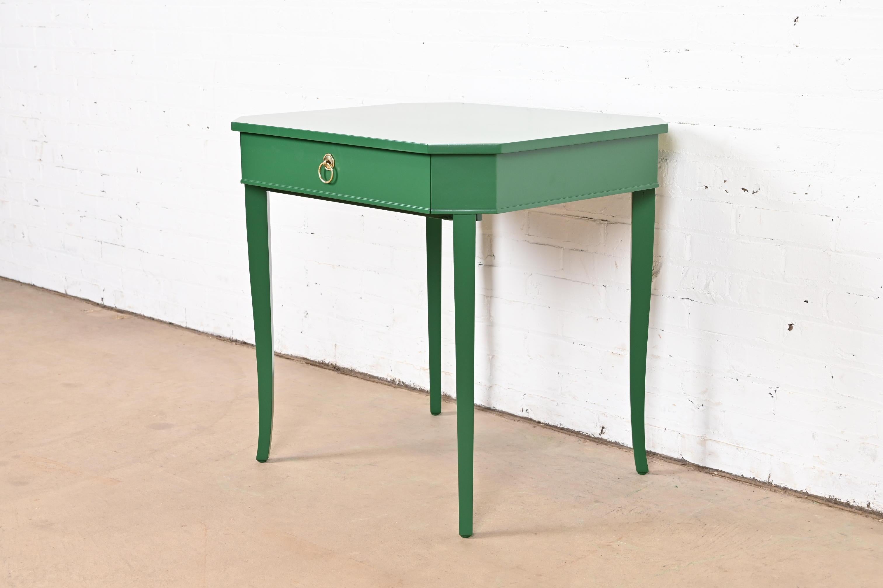 American Kindel Furniture Regency Green Lacquered Tea Table, Newly Refinished