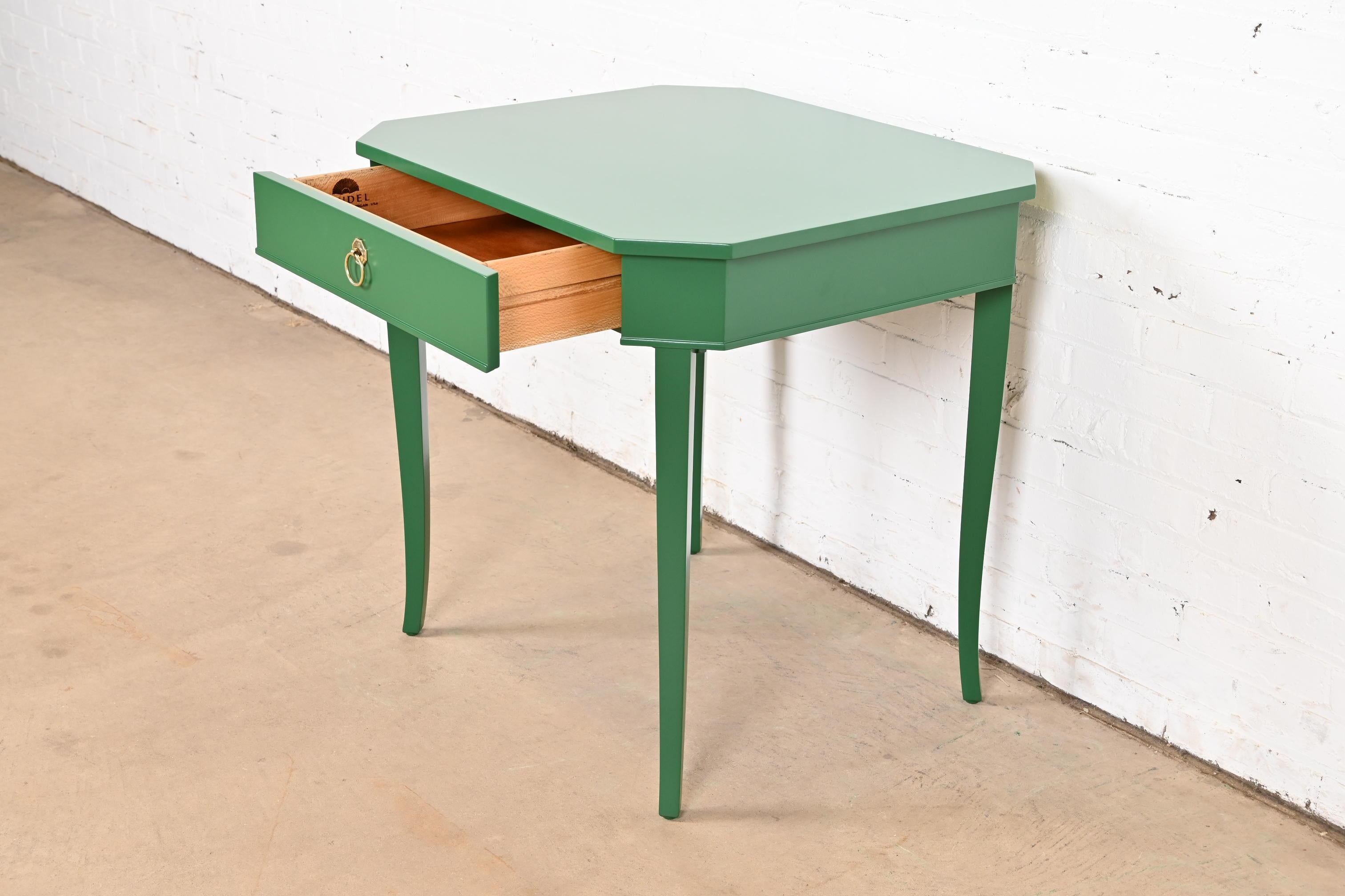 Kindel Furniture Regency Green Lacquered Tea Table, Newly Refinished 1