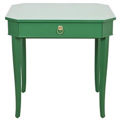 Kindel Furniture Regency Green Lacquered Tea Table, Newly Refinished