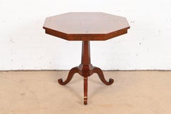 Kindel Furniture Regency Mahogany Inlaid Marquetry Pedestal Tea Table