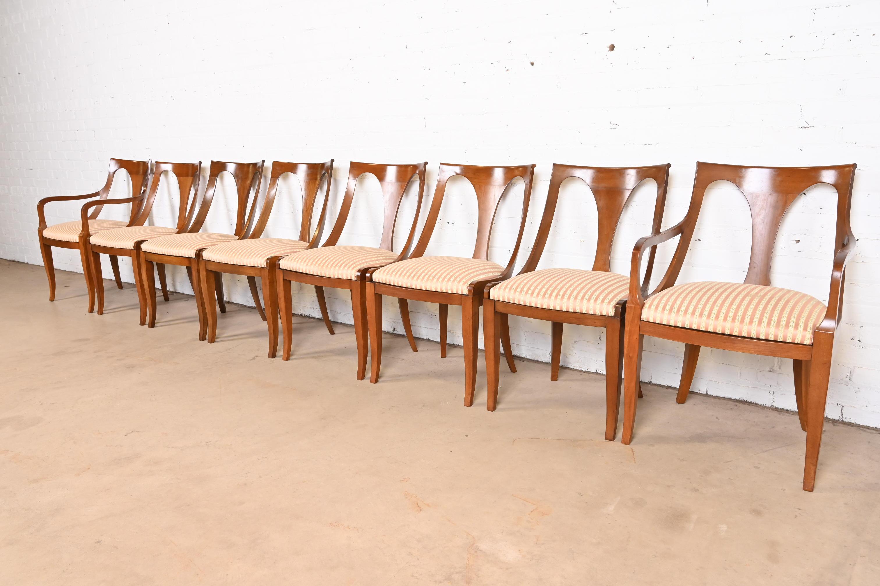 Late 20th Century Kindel Furniture Regency Solid Cherry Wood Dining Chairs, Set of Eight For Sale