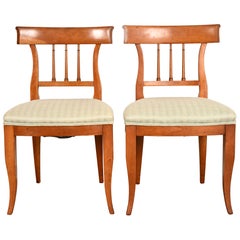 Kindel Furniture Regency Solid Cherry Wood Klismos Side Chairs, Pair