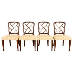 Kindel Furniture Style Federal Carved Mahogany Dining Chairs, Set of Four