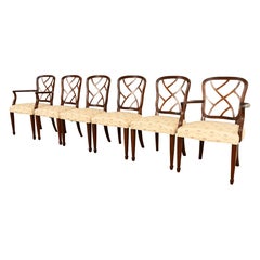 Kindel Furniture Style Federal Carved Mahogany Dining Chairs, Set of Six