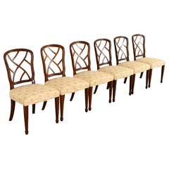 Kindel Furniture Style Federal Carved Mahogany Dining Chairs, Set of Six