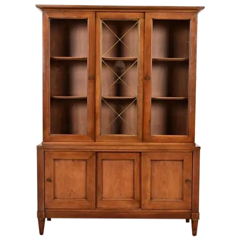 Kindel Furniture Style French Regency Louis XVI Bookcase Cabinet, Circa 1960s