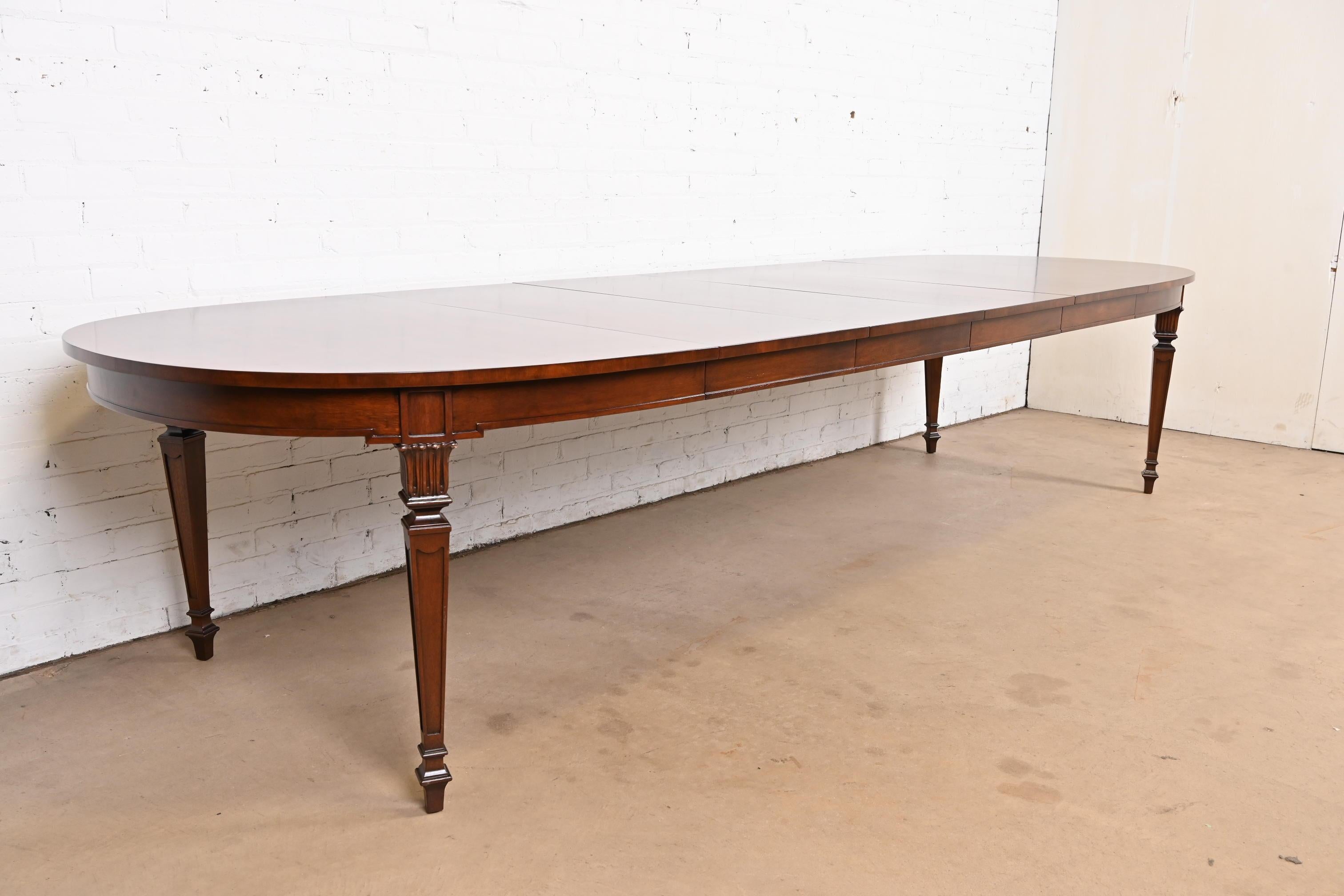 Mid-20th Century Kindel Furniture Style French Regency Louis XVI Burled Walnut Dining Table