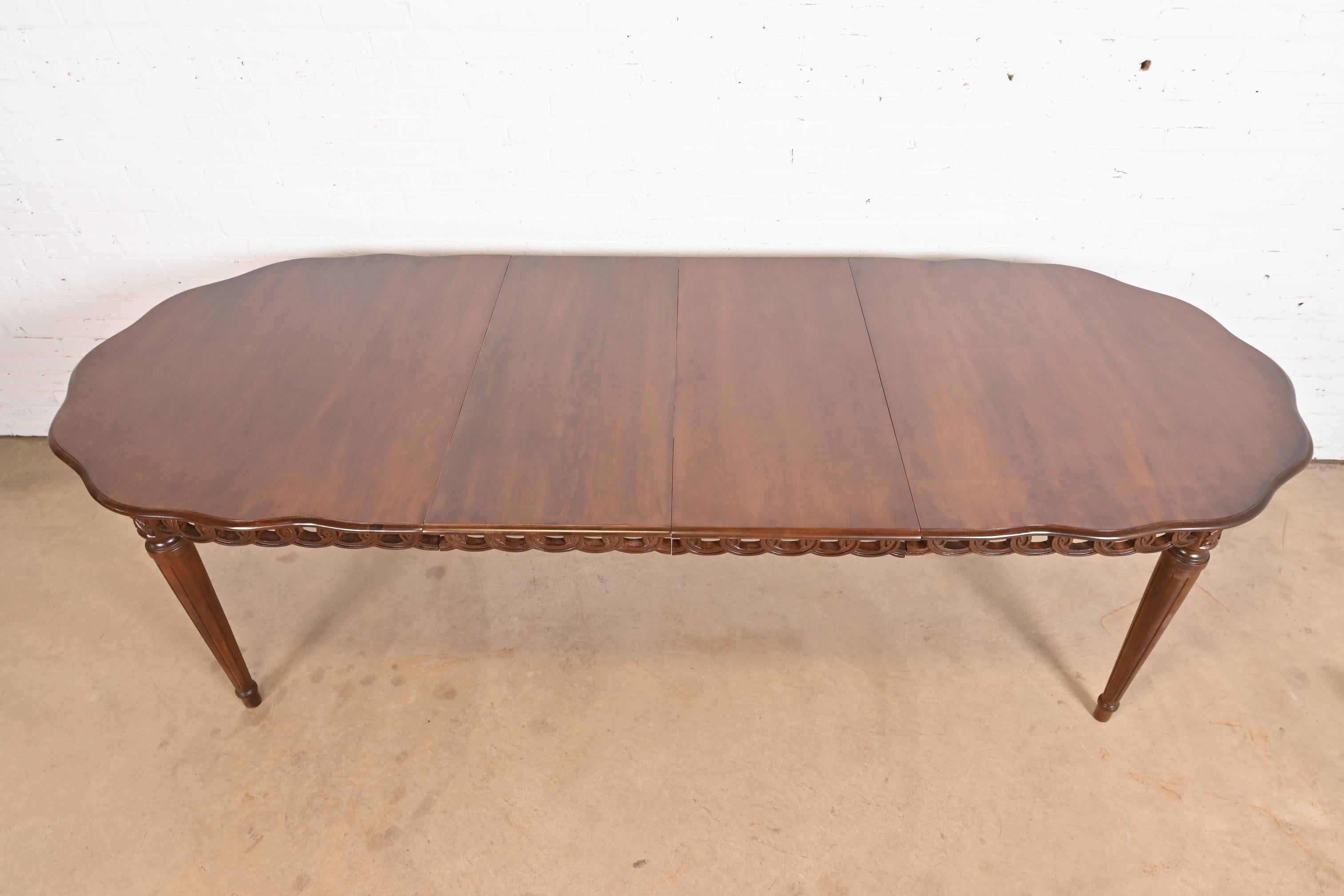 Mahogany Kindel Furniture Style French Regency Louis XVI Dining Table, Newly Refinished For Sale