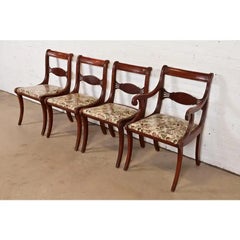 Kindel Furniture Style Regency Carved Mahogany Dining Chairs, Set of Four