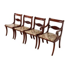 Kindel Furniture Style Regency Carved Mahogany Dining Chairs, Set of Four