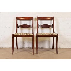 Kindel Furniture Style Regency Carved Mahogany Side Chairs, Pair