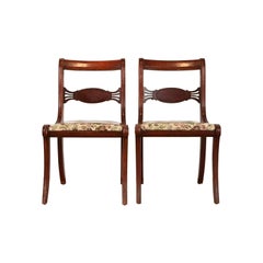 Kindel Furniture Style Regency Carved Mahogany Side Chairs, Pair