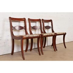 Kindel Furniture Style Regency Carved Mahogany Side Chairs, Set of Three