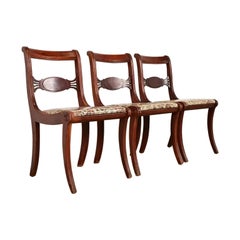 Kindel Furniture Style Regency Carved Mahogany Side Chairs, Set of Three