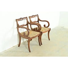 Kindel Furniture Style Regency Carved Solid Mahogany Armchairs, Pair